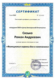 Сертификат СБиС - функционал сервиса Всё о компаниях