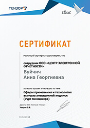 Сертификат СБиС - сферы применения и технология выпуска электронной подписи (курс менеджера)